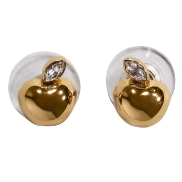 Kate Spade - Gold Apple Stud Earrings w/ Crystals