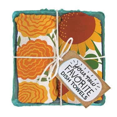 HELLO SUNSHINE (Marigolds, Sunflowers) - Dish Towel Set of 2