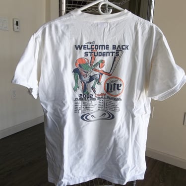 Vintage Gators University of Florida  T-Shirt 2002s Football Roster 1990s Large Miller Lite Retro Tee 