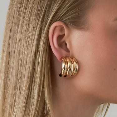 Colton 18K Gold Non-Tarnish Layered Spiral Earring