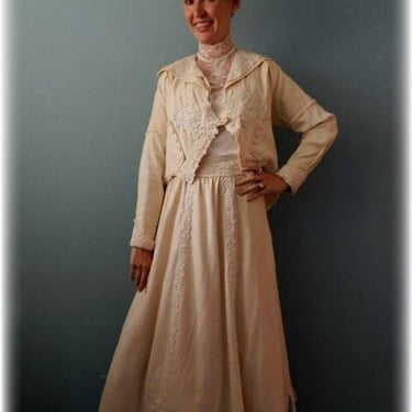 Edwardian Downton Abbey Titanic Era Raw Silk Antique Jacket Redesigned Skirt/Blouse/Hat 