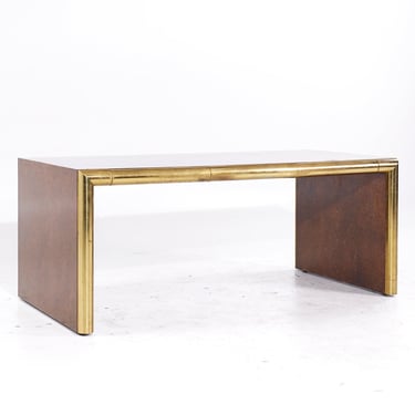 Edward Axel Roffman Associates Mid Century Burlwood and Brass Desk - mcm 