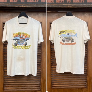 Vintage 1970’s Batman Hot Rod Drag Race Exhaust Pipe Speed Shop Original T-Shirt, 70’s Tee Shirt, Vintage Clothing 