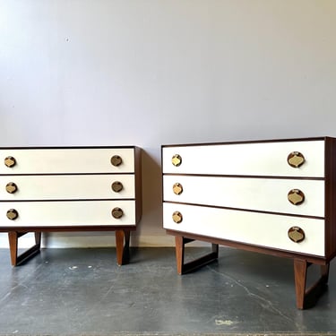 1960s Walnut Low Dresser Pair by Stanley Furniture 