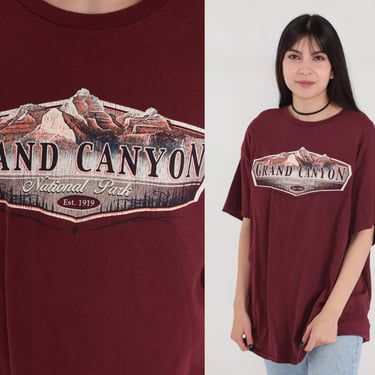 Grand Canyon T-Shirt Y2K National Park Shirt Arizona Desert Graphic Tee USA Roadtrip Tourist Travel Tshirt Nature Maroon Red Vintage 00s XL 