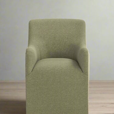 Lulu and Georgia Astoria Sculptural Sage Green Linen Dining Arm Chair FFE258-445