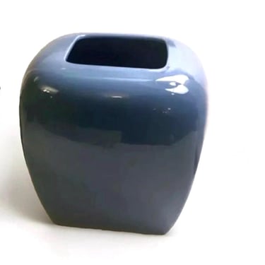 Vintage 80s/90s Blue Tapered Square Blue Square Bubble Vase | Large Gorgeous! 8.5”x 7.25” 