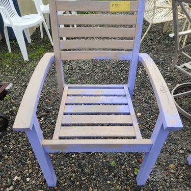 Purple Painted Teak Outdoor Chair 24.5 x 35 x 25