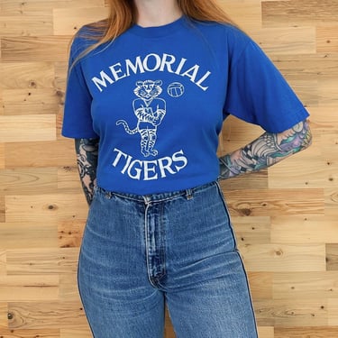 80's School Mascot Memorial Tigers Vintage Tee Shirt T-Shirt 