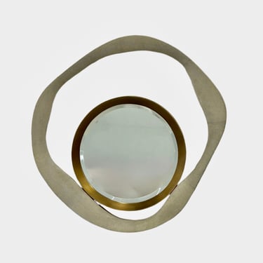 R&Y Augousti  Lily Mirro M Mirror in Cream Shagreen, Brass