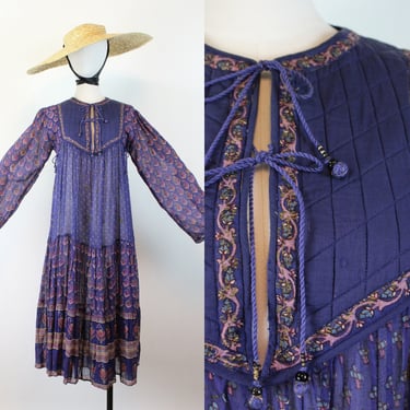 1970s INDIAN COTTON caftan dress small medium | new summer 