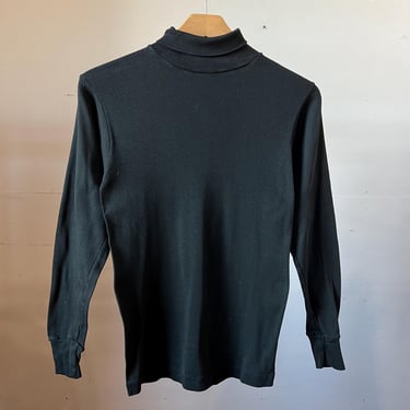 XS SM, Vintage 1960s Black Turtle Neck Long Sleeve Shirt, B 