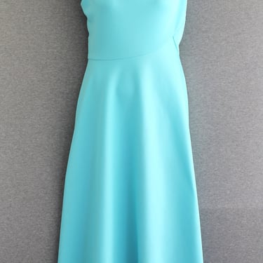 1970s - Mod Minimalist - Aqua - Maxi - Hostess Dress - Party Dress - by Andres Gayle - size 14 