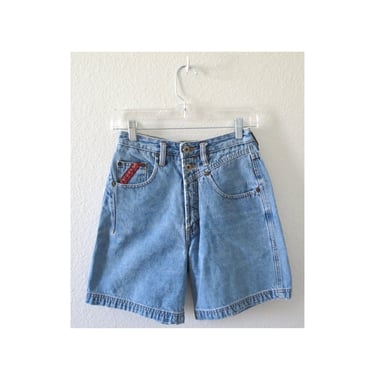 Vintage 90s Denim Shorts - Womens Blue Jean Shorts - High Waisted - Union Bay - Size XS 25