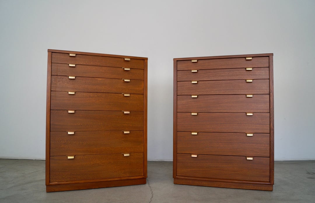Pair of MidCentury Modern Highboy Dressers by Drexel Cyclic