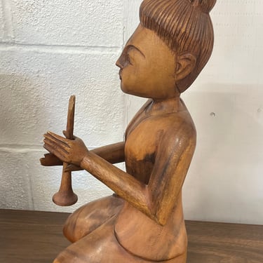 Teak carved Musician Sculpture