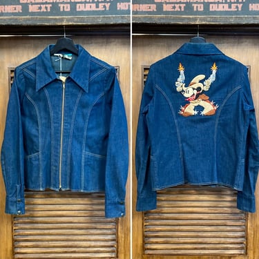 Vintage 1970’s “Antonio Guiseppe” Mickey Mouse Disney Denim Glam Mod Rocker Jacket, 70’s Jean Jacket, Vintage Clothing 
