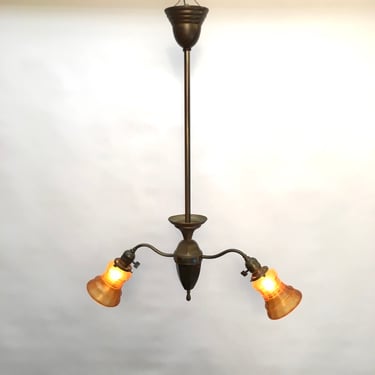 Early Electric Pendant Light w/ Amber Shades