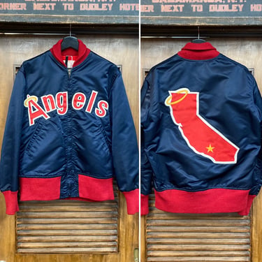 Vintage 1960’s “California Angels” Baseball Team Warmup Dug-Out Bomber Jacket, 60’s Vintage Clothing 