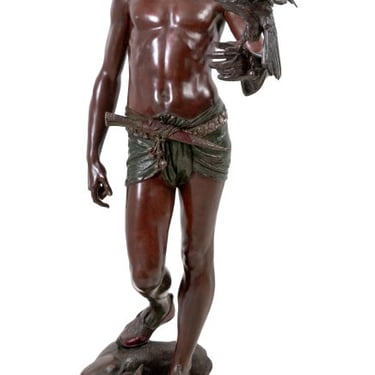 Emile Guillemin "The Falconer" Patinated Bronze