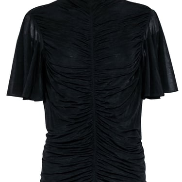 Diane von Furstenberg - Black Ruched Short Sleeve Sz L