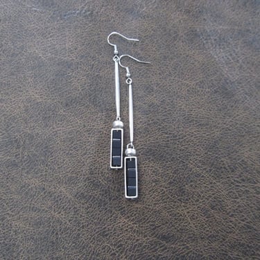 Black and silver minimalist earrings 