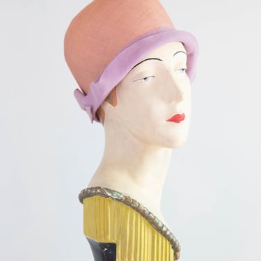 Sublime 1920's Cloche Hat in Straw and Lavender Felt From The May Co.