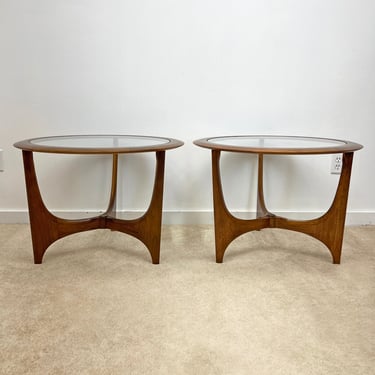 mid century Lane Silhouette (2) sculptural tripod side end table pair 