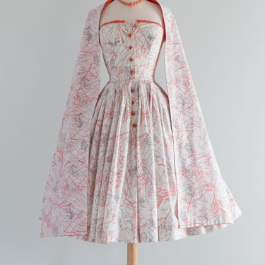 Rare Museum Piece: 1950's Carolyn Schnurer &quot;Upstart&quot; Sun Dress / Small