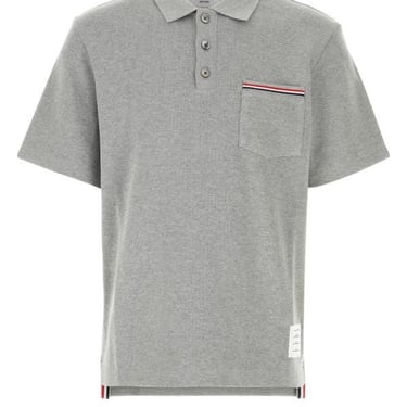 Thom Browne Man Grey Cotton Polo Shirt