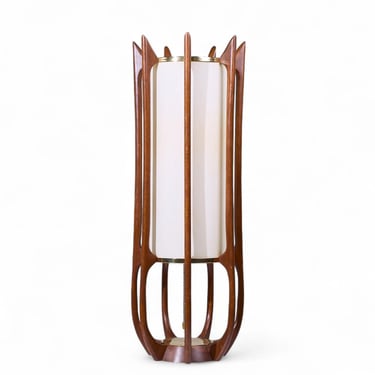 Modeline Model 635 Mid Century Sculptured Walnut and Brass Table Lamp - mcm 