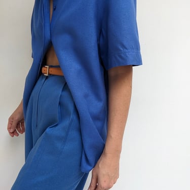 Vintage Cerulean Raw Silk Pant Set