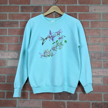 Vintage 80s Hummingbird ORIGINAL Nature Crewneck Sweatshirt - Large (fits Medium) 