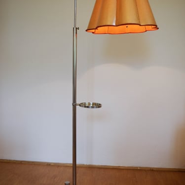 Art Deco Nickel Floor Lamp, Adjustable Height, 1930s 