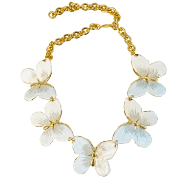 The Pink Reef Oversized Butterfly Necklace in White and Pearl