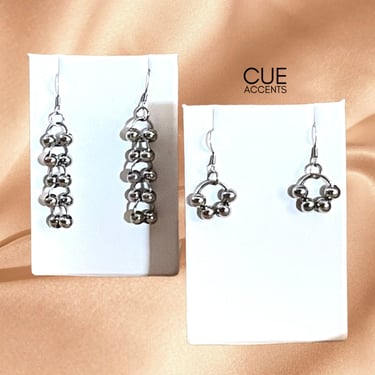 Steel Dangle Earrings, Grapes of Steel Drop Dangle Earrings, Multiple Sizes, Stainless Steel Earrings, Hypoallergenic Jewelry, Gift for Her 