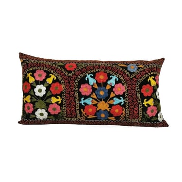 Suzani Embroidery Long Bedding Velvet Pillow