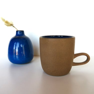 Vintage Heath Ceramics Studio Mug in Blue Moonstone, Edith Heath Low Handle Coffee Cup, Modernist Ceramics From Saulsalito 