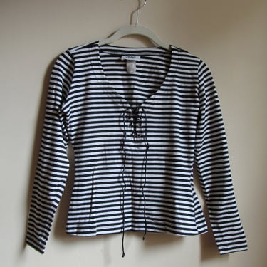 90s Judy’s Striped Lace-Up Top S M 34 Bust 