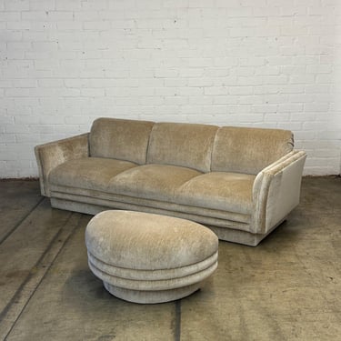 Post Modern Ribbed Sofa and Ottoman 