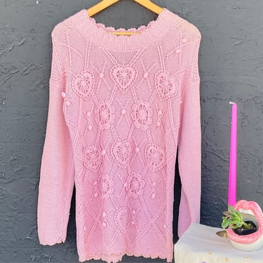 Heart Knitted Pink Sweater