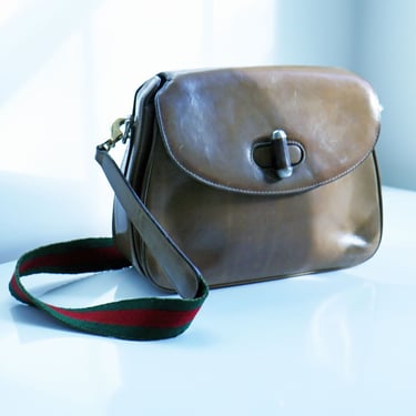 Vintage GUCCI 60s 1947 Brown Leather Bamboo Turn Lock | Backroom