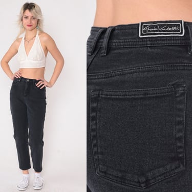 Gloria Vanderbilt Skinny Jeans -- 90s Black Tight Ankle Jeans High Waisted 1990s Denim Pants Slim Vintage Stretch Denim Small s 