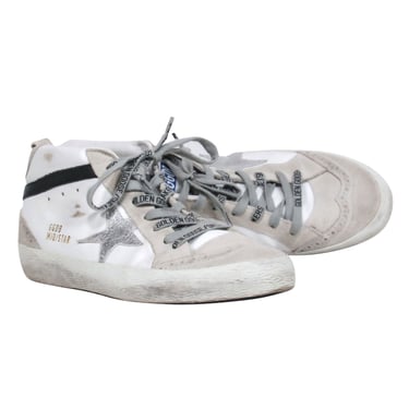 Golden Goose - White & Grey Leather & Suede "Midstar" Sneakers Sz 9
