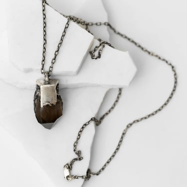 Oxidized Sterling Silver Smokey Quartz Pendulum Necklace