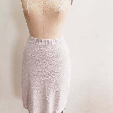 1990s Oatmeal Beige Sweater Skirt Angora Blend IB Diffusion / 80s 90s Designer Minimalist Elastic Waist Skirt Sand / M /Laure 