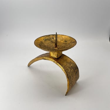Brutalist Japanese Iron Candleholder Centerpiece Sculpture like Paul Evans Vintage Mid-Century Modern MCM 