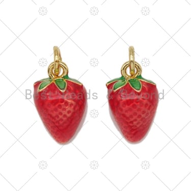 Enamel Strawberry Charm, Sku#Y568