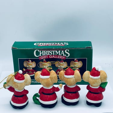 1990 Christmas Gift Gallery Porcelain Mouse Ornaments 