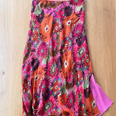 Vintage floral midi skirt / vintage midi skirt / vintage y2k midi skirt / vintage y2k floral skirt / y2k floral skirt pink 